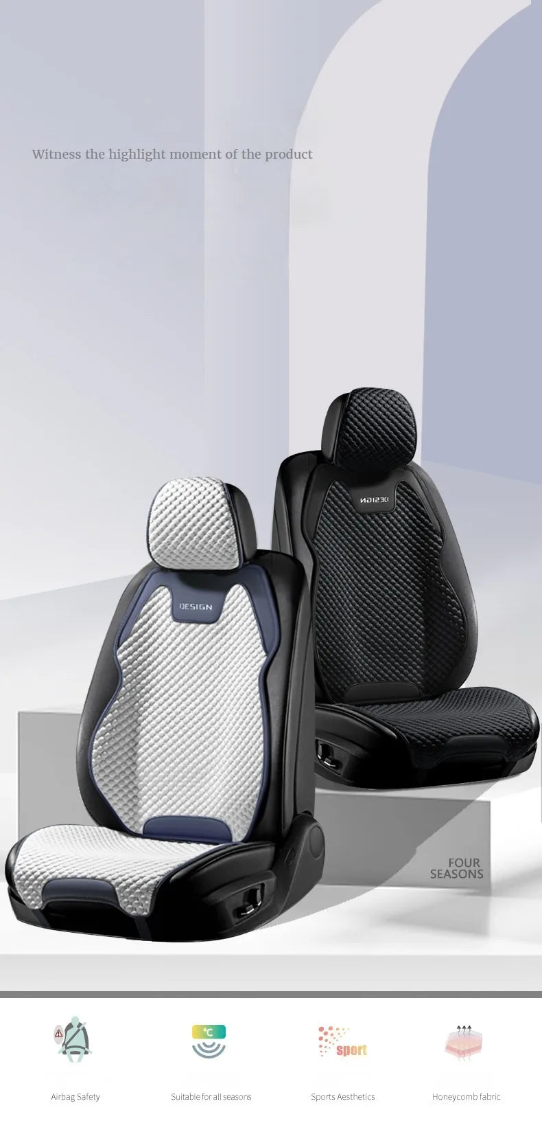 Ice Silk Car Seat Cushion Ventilation Comfortable, Durable Four Seasons Universal Split Single Car Front Seat Cover