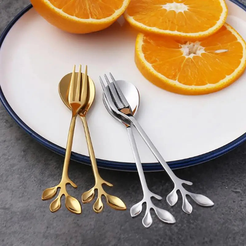 Branch Leaves Tea Spoon Stainless Steel Creative Coffee Spoon Ice-Cream Tea Stirring Spoons Dessert Espresso Spoons Tableware