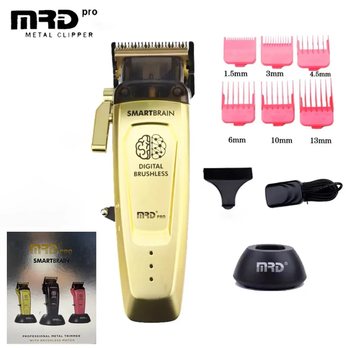 MRD Smart Brain HC-90-4 Hair Clipper Men's Professional Full Metal Lift Height Torque Digital Brushless Motor Cordless Trimmer