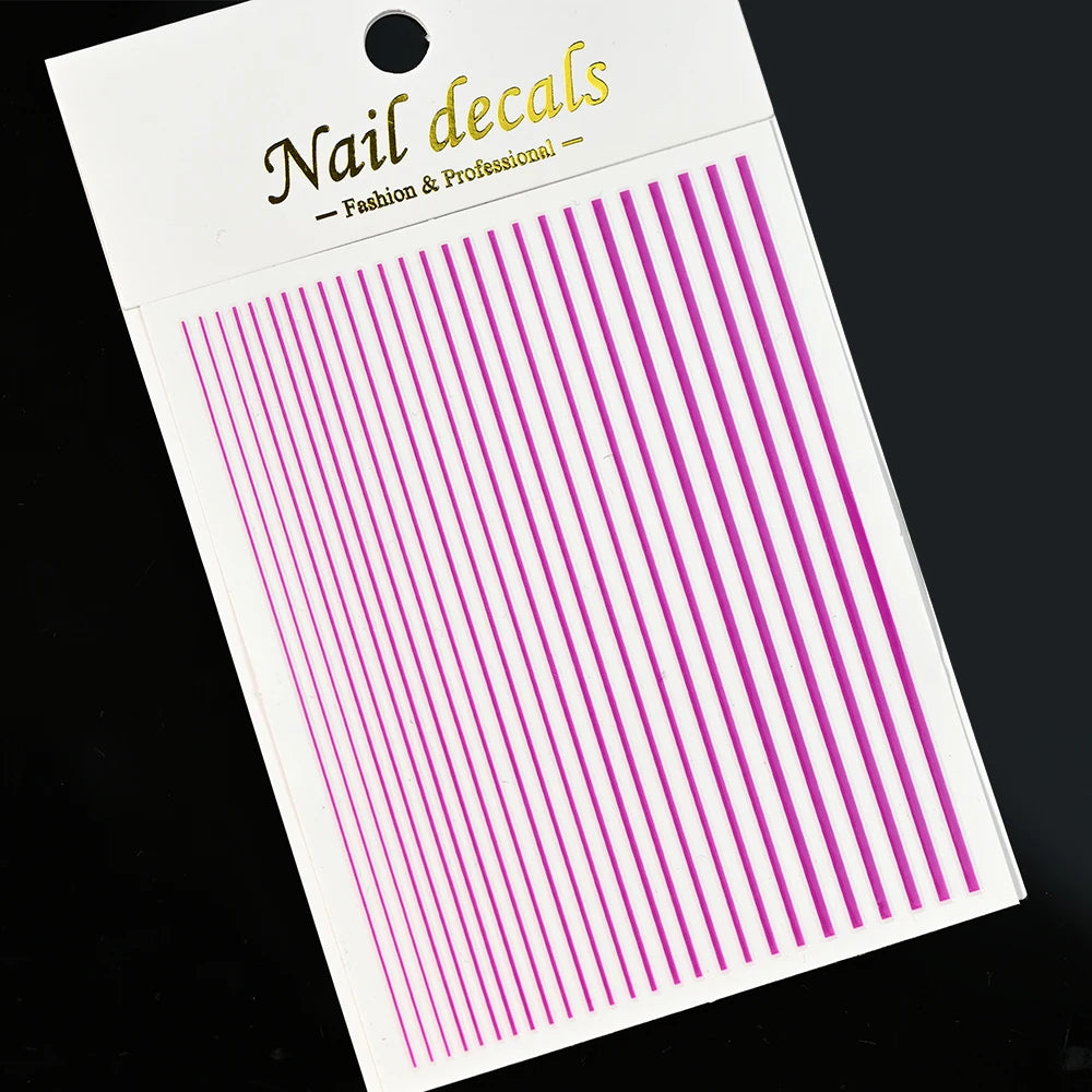 1Sheet Laser Gold/Silver Line 3D Nail Art Stickers Colorful/Black/White Stripe Self-Adhesive Slider DIY Lines Manicure Decals *&