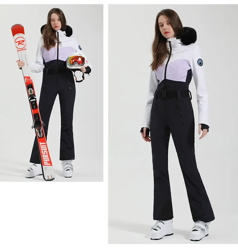2025 Winter Skiing Suit Women Slim Fit Ski Overalls New Female Snowboard Clothes Outdoor Sport Pro Windproof Warm Snow Jumpsuit