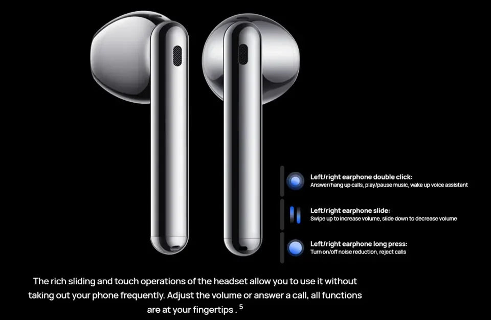 2024 Original Huawei FreeBuds 4E Earphones Bluetooth 5.2 True Wireless Headphone Open-fit Active Noise Cancellation 2.0 Earbuds