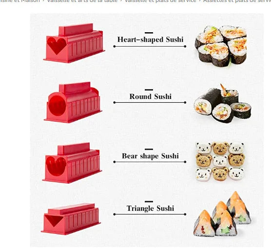 3/10Pieces Sushi Molds 10Shapes Sushi Rice Making Kit Easy Home DIY Sushi Tool Kitchen for Beginners Instruction Manual Included