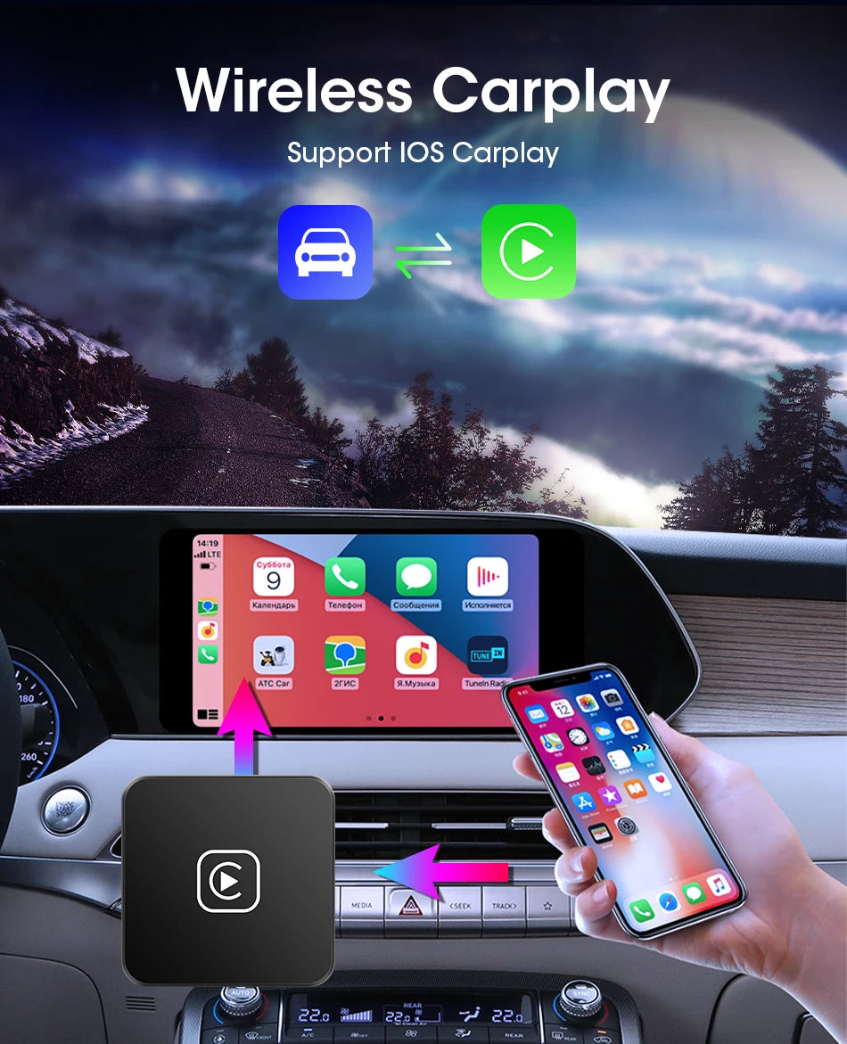 JMCQ 2024 Hot Wireless CarPlay Box Android Auto Adapt For Wired CarPlay Display To Wireless Smart Box Linux System OEM Upgrade