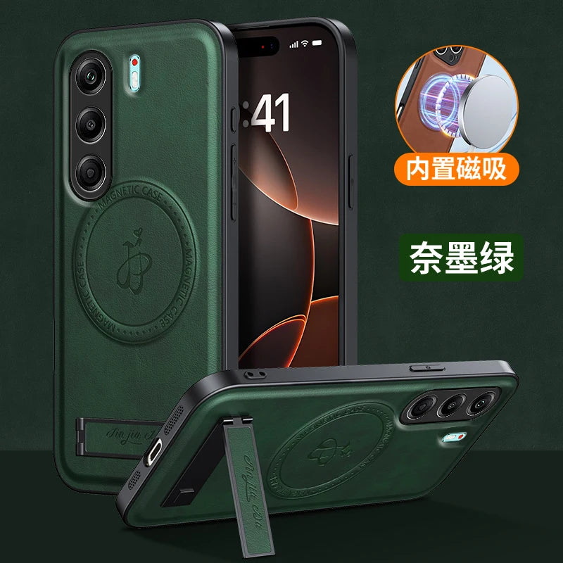 For Tecno Camon 40 Pro 4G 5G Magnetic Wireless Charging Leather Phone Case Shockproof Silicone Lens Protect Cover Cases Bracket