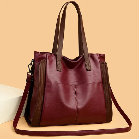 Fashion Women Handle Bag Vintage PU Leather Crossbody Tote Bag Female Luxury Handbag Large Capacity Shoulder Bag for Women