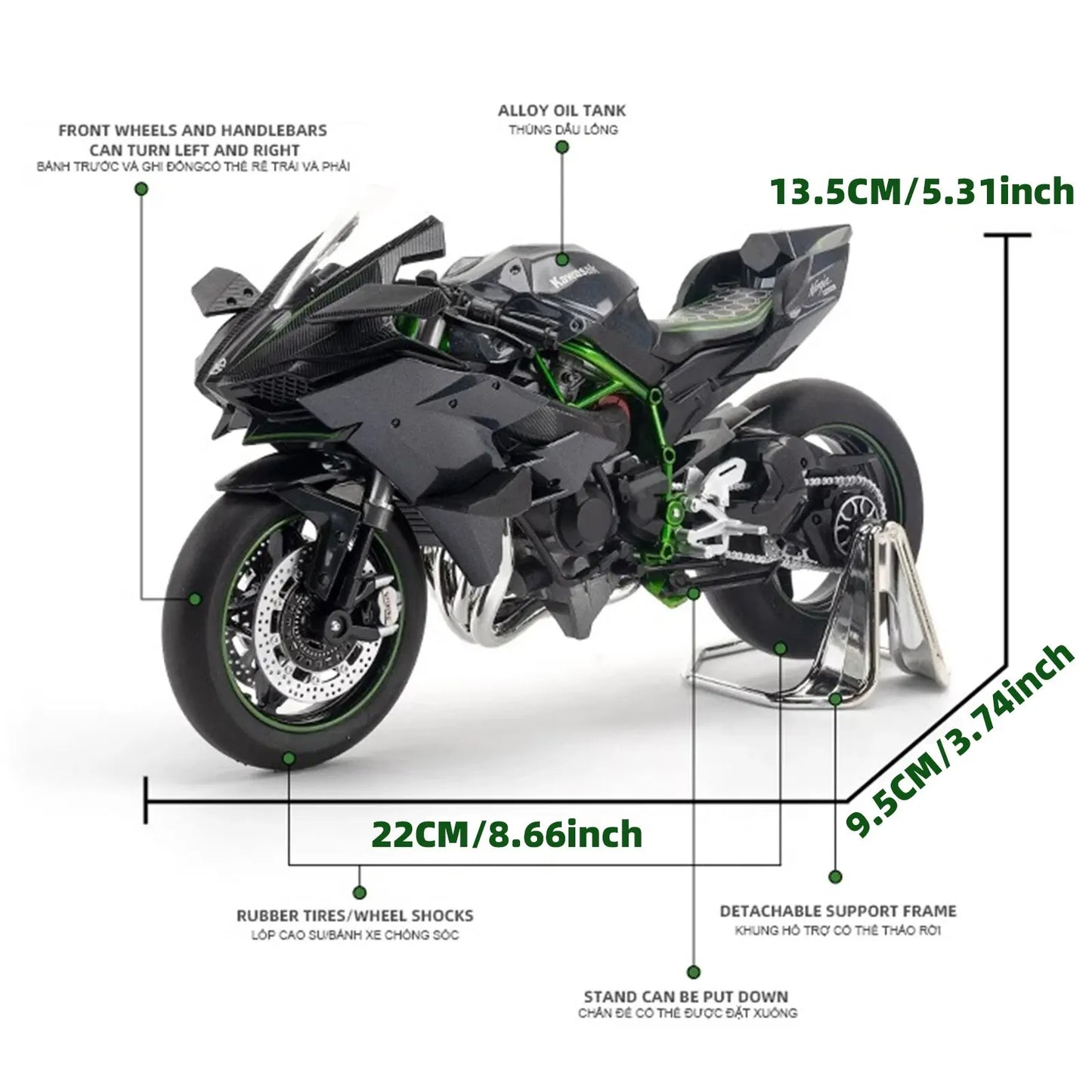 1:9 Ninja H2R Unique Motorcycle Model: Ideal Gift for Young Adults, Great for Romance, Friendship, Men's Birthd