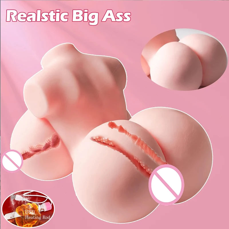 Sex Doll with Flexible Torso Realistic Size Body Skin Texture Soft Buttocks Big Breasts Pubic Area Ass Masturbation Hole for Men