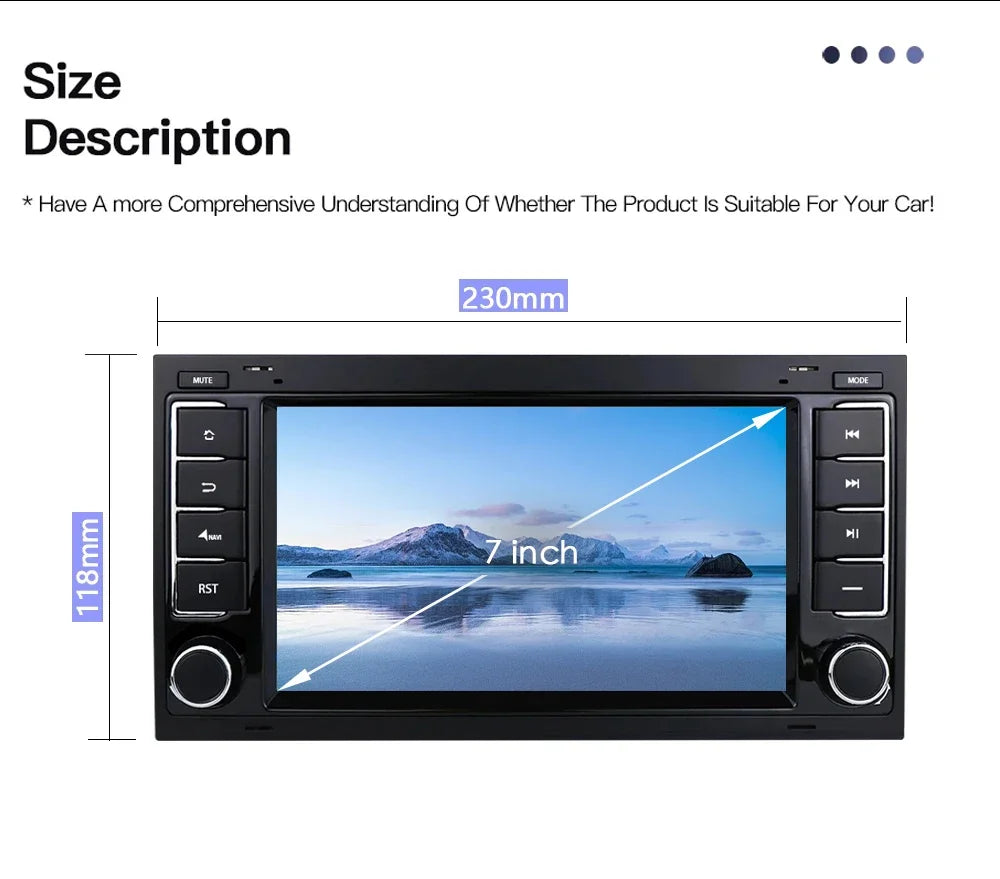 LELV 7" Android 13 Touch Screen Car Radio For Volkswagen VW Touareg Multivan T5 Transporte 2004-2011 Multimedia Player Carplay