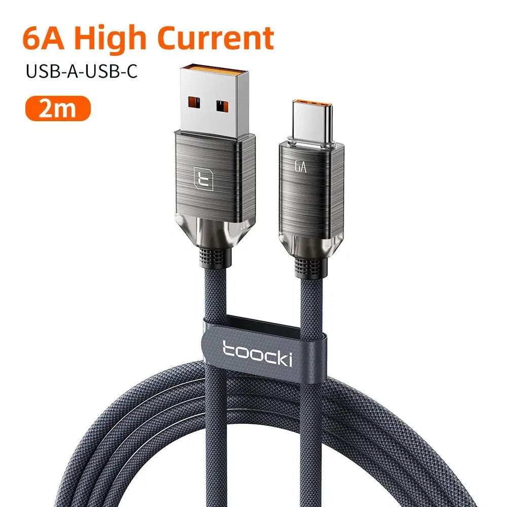 Toocki 6A USB Type C Cable for Huawei Xiaomi Samsung Oneplus POCO SuperCharge 66W/100W Fast Charging Type C Cable Data Wire