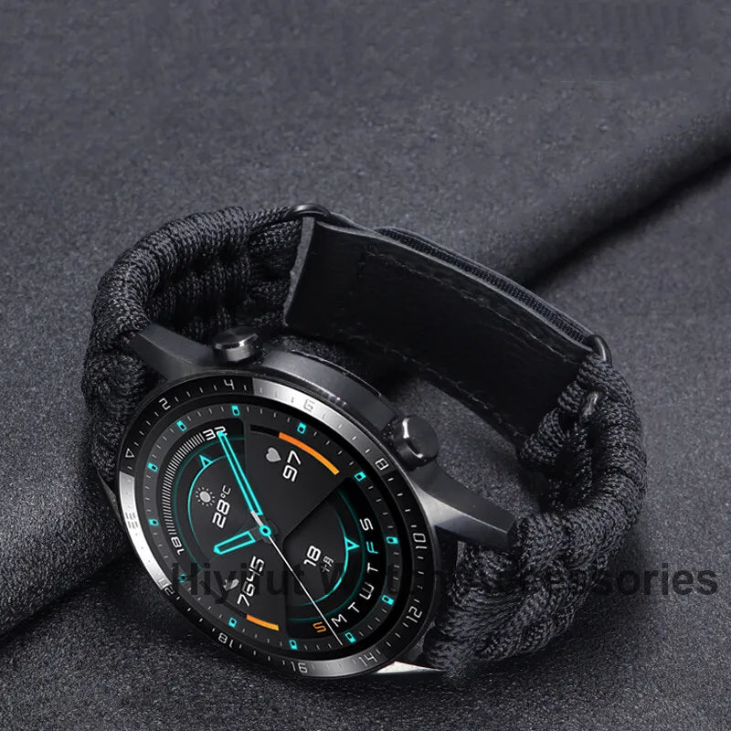 20 22mm Braided Flat Head Universal Watchband Colorful Velcro Style For Galaxy Watch 3/4/5 41/45mm 40/44 42/46mm Gear S3 Band