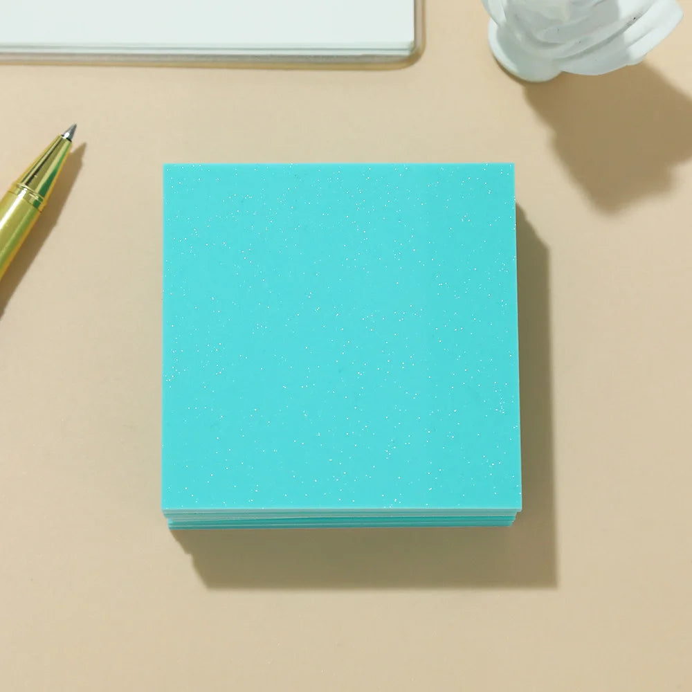 50Sheets Gradient Color Glitter Sticky Notes N times sticker PET Waterproof Memo pad Notepad School Stationery Office Supplies