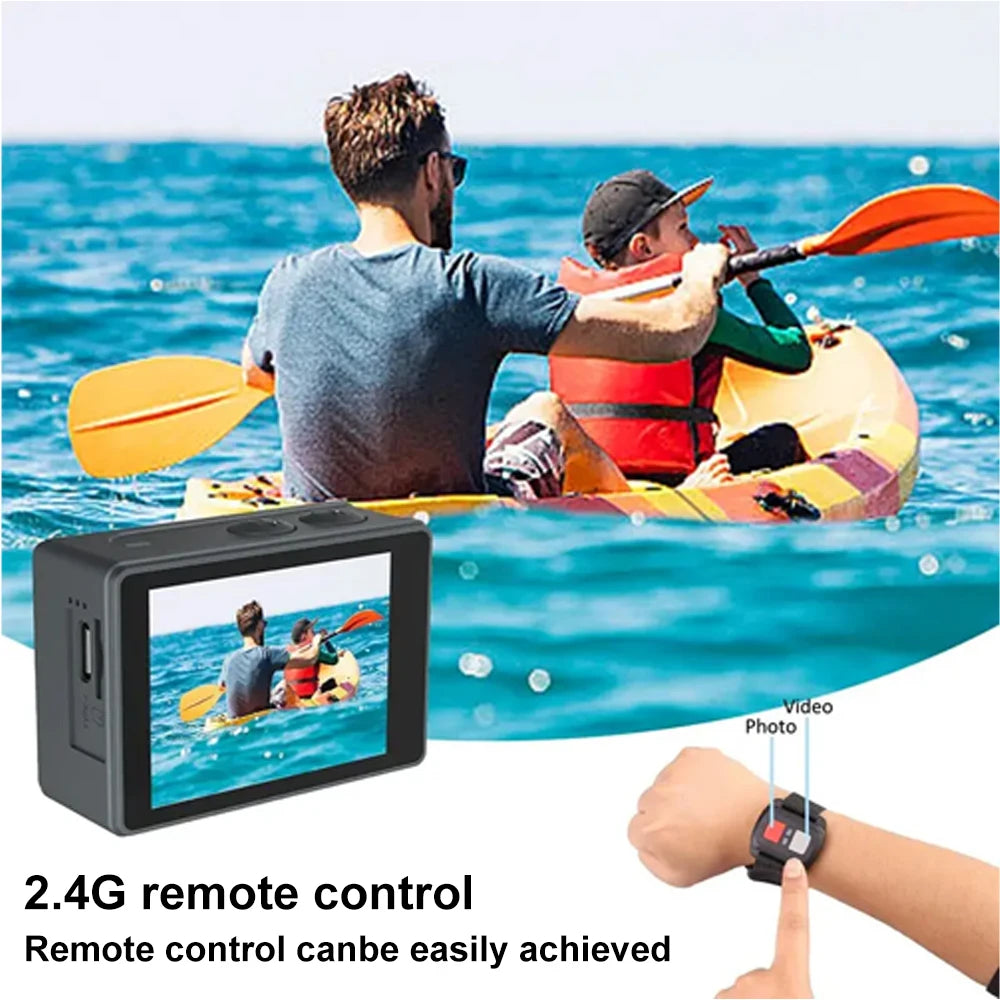 5K Action Camera 4K60FPS Dual IPS Touch LCD WiFi 170° DVR Action Cam 30M Waterproof 5X Zoom Sports Camera With Remote Control