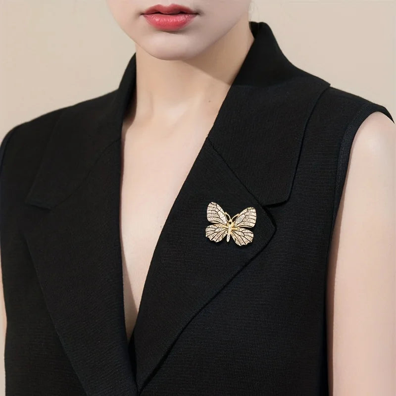 Rhinestone Butterfly Brooch, Glittering , Multi-color Optional, For Women Small Gift