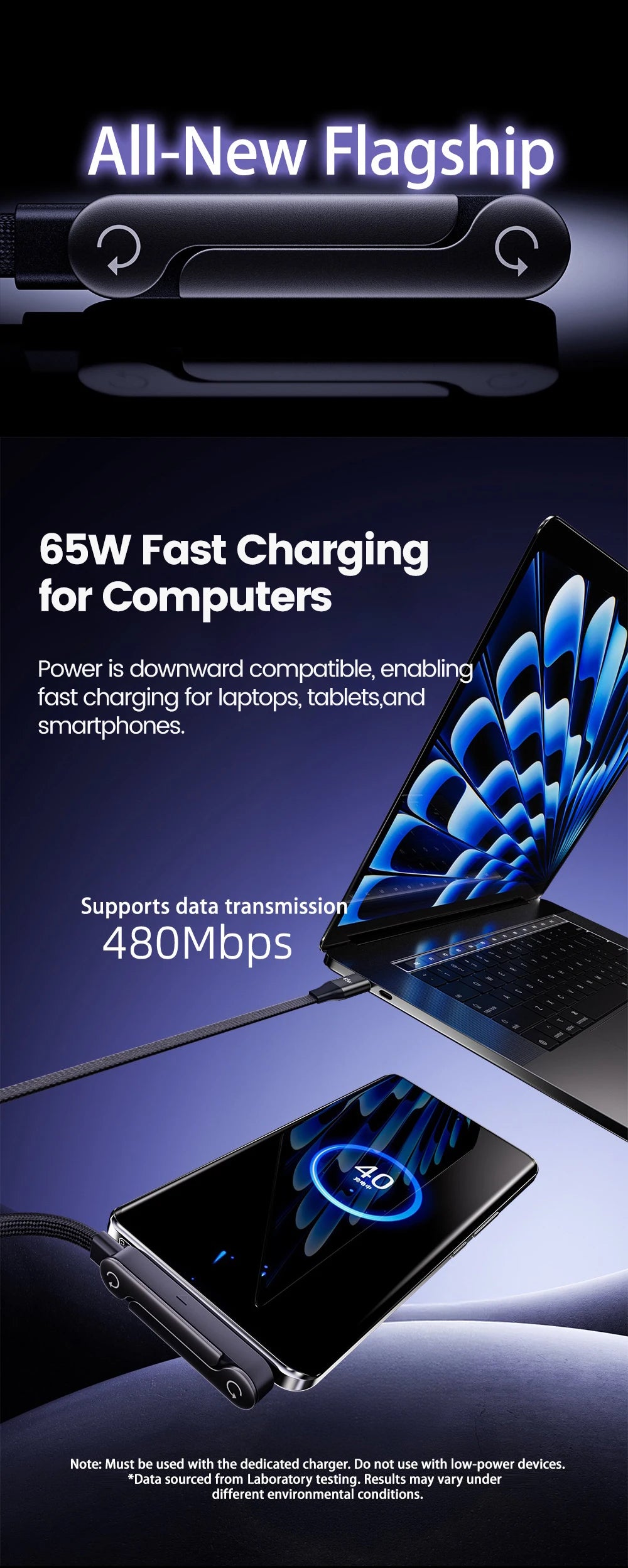 65W 2 in 1 USB A To USB C Fast Charging Foldable Phone Holder Data Cable USB Type C Builtin Desk Bracket Wire For Huawei Samsung