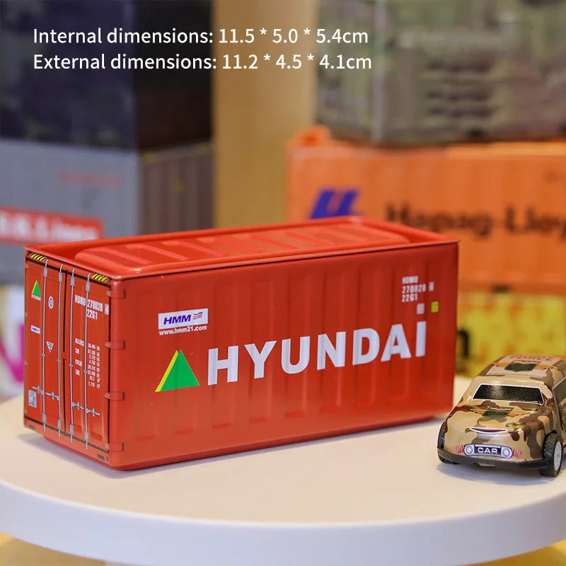 Mini Simulation Shipping Container Model Metal Storage Box Creative Desktop Organizer Ornaments Iron Box Home Office Decoration