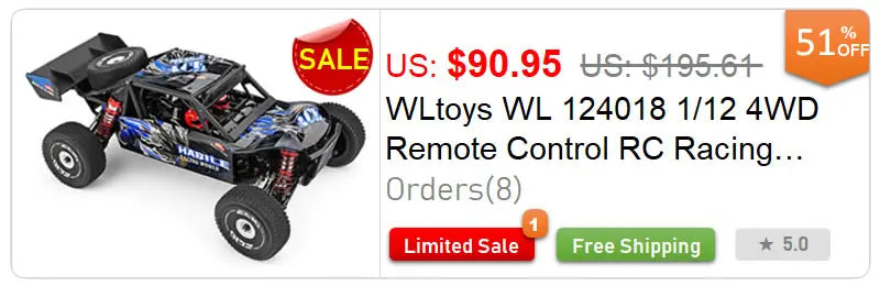 WLtoys 124019 1:12 4WD 55Km/H RC Racing Car Remote Control High Speed Off-Road Drift Shock Absorption Adults Boys Toys Kids Gift