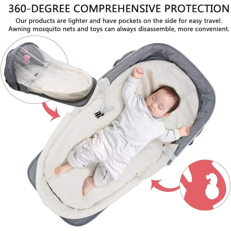 Newborns Cradle Cribs Baby Travel Bed with Net Foldable Baby Nest Mosquito Bassinet Infant Sleeping Bag Newborns Sleeping Nest