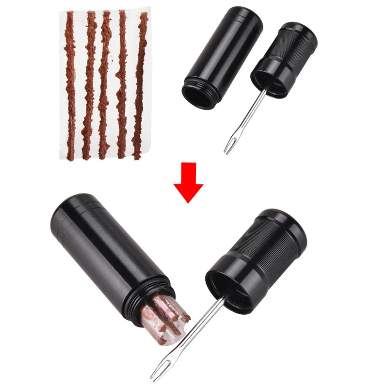 Tire Repair Kit Tools with Rubber Strips Car Truck Motorcycle Tire Repair Plug Into The Hole Tubeless Tyre Puncture Repair Set