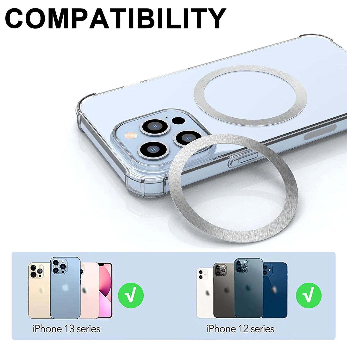 10pcs for Magsafe Magnetic Plate Ring Universal Metal Sticker Support Wireless Charger Metal Plate Sheet for Magnet Car Holder