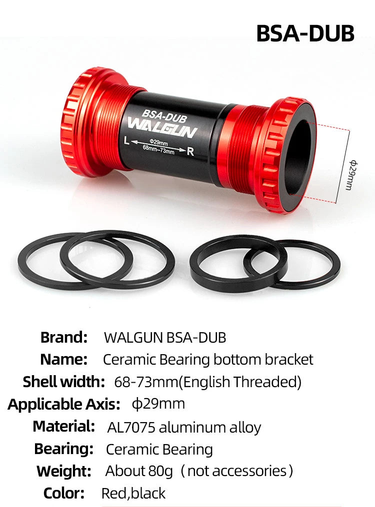 BSA Threaded Bike Bottom Bracket Ceramic BB BSA24 BSA30 BSA29 English for MTB Road Bikes 24mm 30mm 29mm Shell Bicycle Crank