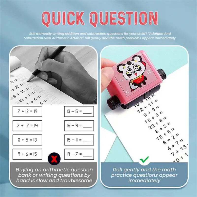 1~10PCS Students Addition Subtraction Scroll Stamp Primary School Children Practice Questions Preschool Mathematics Exercise