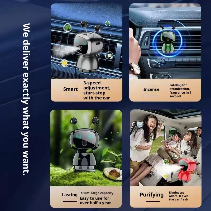 Creative Car Smart Aromatherapy Diffuser - Robot-shaped Aromatherapy Ornament, Air Freshener with Long-lasting Light Fragrance