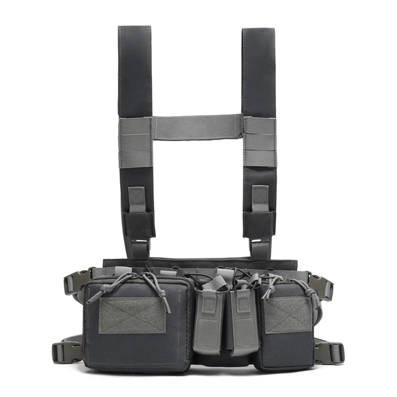 Tactical Chest Vest Rig Bag Field Training Vest Multifunctional Camouflage Strap with Multi-Pocket Outdoor Camping CS Match Pack