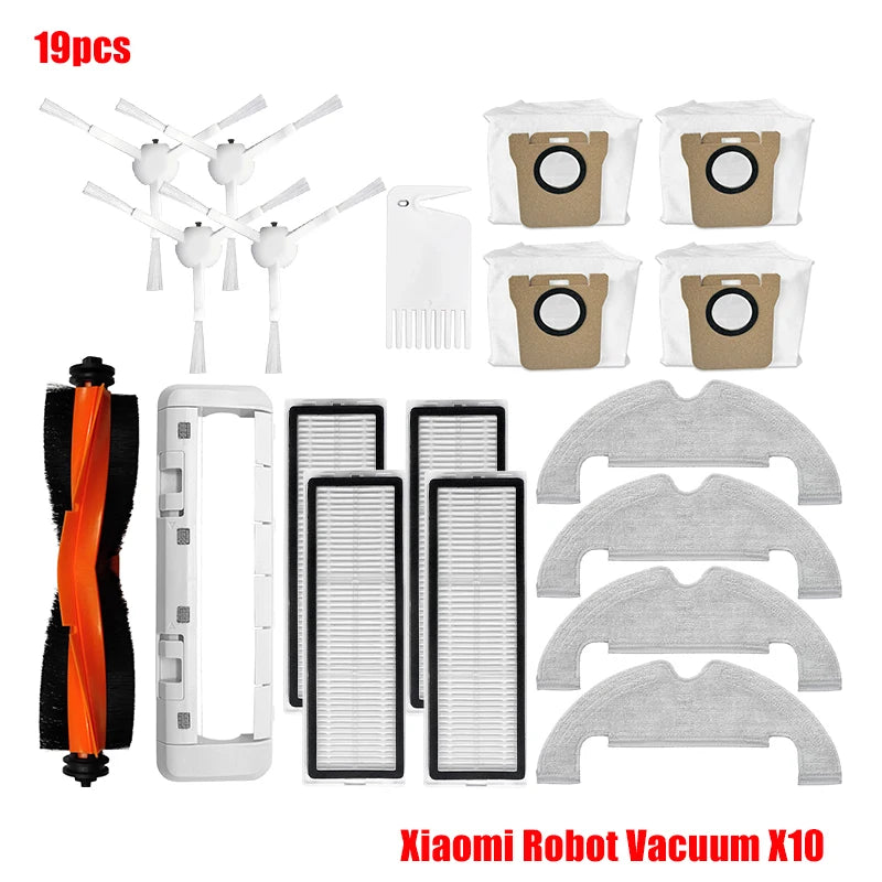For Xiaomi Robot Vacuum X10 Robot Vacuum Cleaner Parts Replacement Main Side Brush Hepa Filter Mop Cloth Dust Bag Accessories