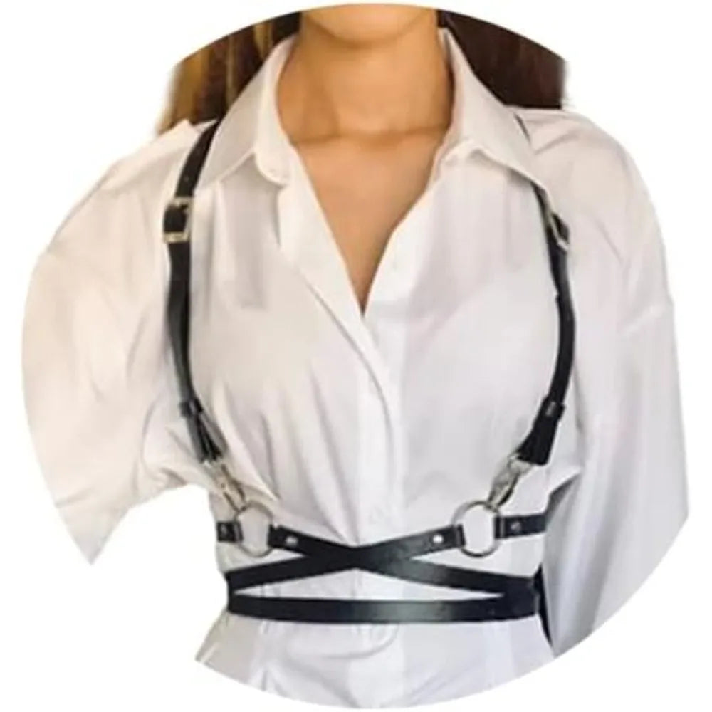 Black PU Leather Punk Body Chains Fashion Strong And Sturdy Waist Straps Belt Club Adjustable Body harness