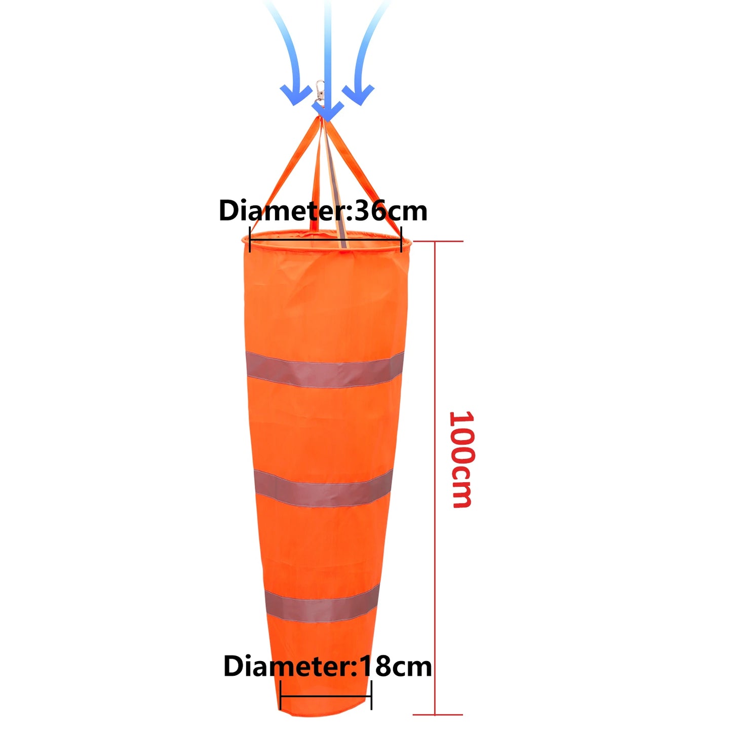 60/80/100cm Windsock Weathervane Scratchproof Windproof Fluorescent Reflective Windsock Weather Bag Wind Vane Wind Wind Direct