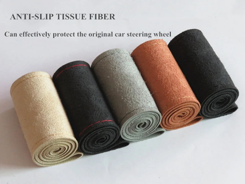 DIY Soft Fiber Leather Steering Wheel Covers Universal braid Car steering-wheel With Needles And Thread Interior accessories