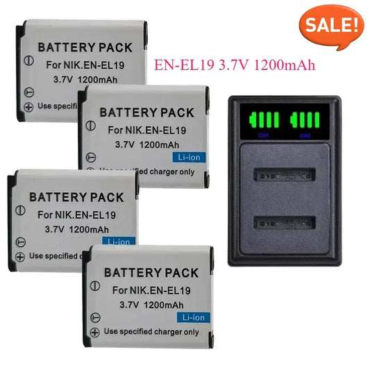 EN-EL19 ENEL19 EN EL19 Camera Battery+LED Dual Charger for Nikon Coolpix S6600 S6900 S2600 S3100 S4100 S5200 S6400 W150 Battery