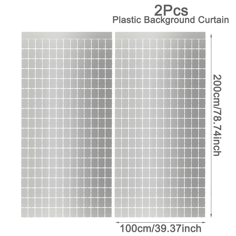 2pcs Party Backdrop Metallic Foil Fringe Tinsel Curtain Adult Kids Birthday Party Wedding Decoration Baby Shower Favor Supplies