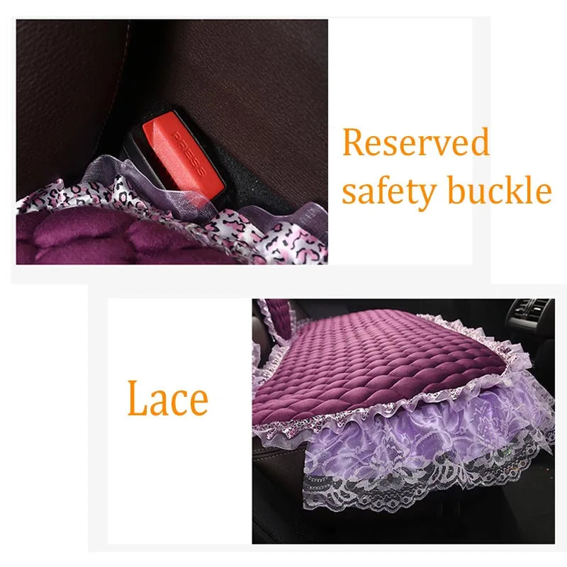 Winter Warm Plush Car Seat Cover Velvet Lace Seat Cushion Pad Auto Chair Car Seat Protector For Lady Girl Women