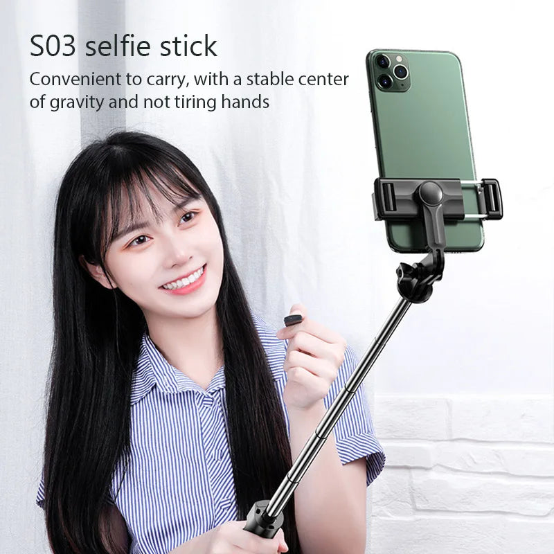 S03 Bluetooth Remote Control Selfie Stick with Tripod Self Timer Support Horizontal and Vertical Shooting Stand for Live Stream