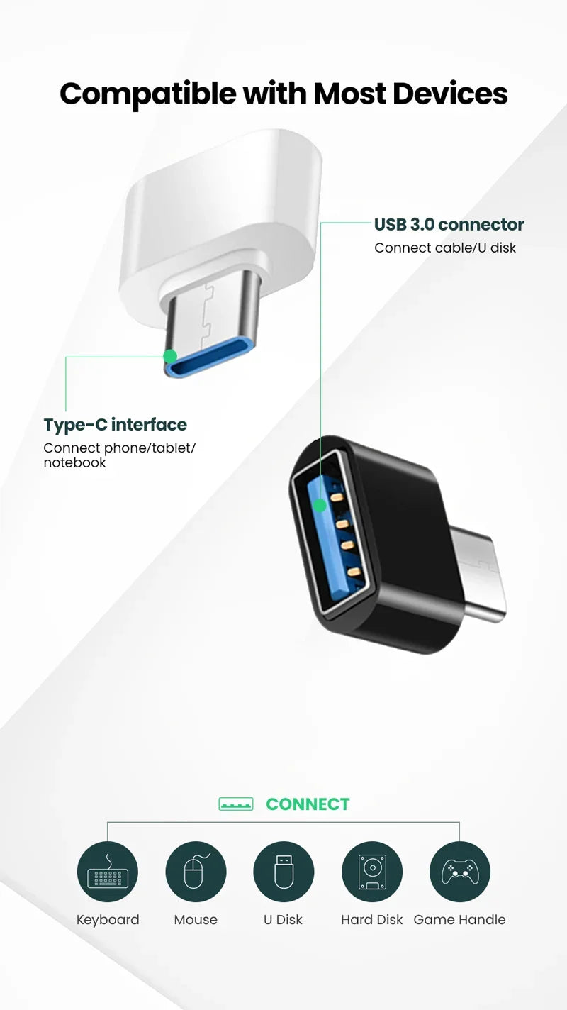 Type C to USB Adapter 3.0 USB-C 3.1 Male OTG A Female Data Connector For MacBook Pro iPad Mini 6/Pro MacBook Air Type C Devices
