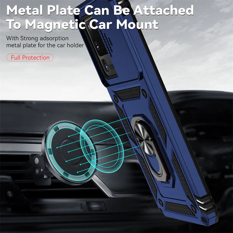 Silde Lens Armor Shockproof Phone Case For Samsung Galaxy S20 Ultra S20 Plus S 20 FE S20+ Magnetic Car Holder Ring Protect Cover