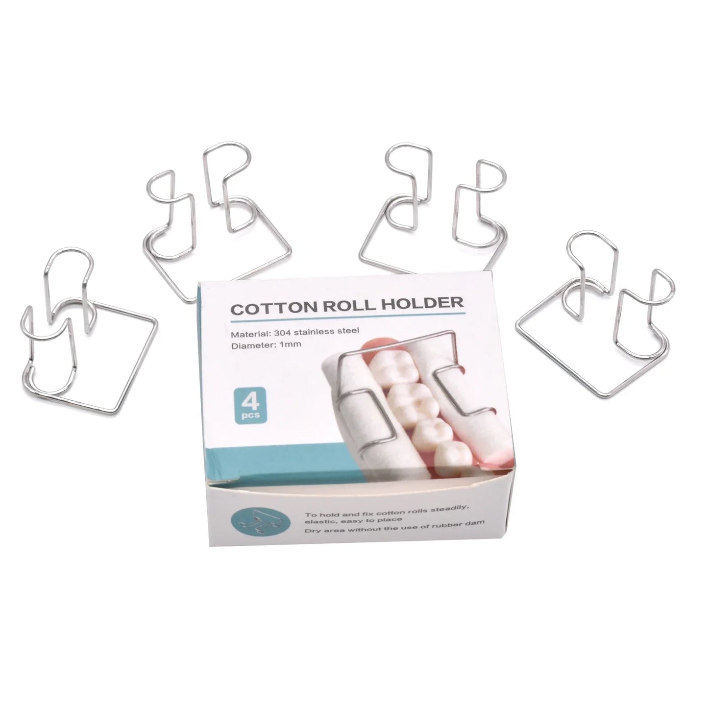 4Pcs Dental Cotton Roll Clip Stainless Steel Autoclavable Cotton Roll Holder For Dentist Clinic Dentistry Lab Supplies Tools