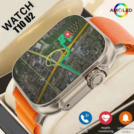 New Watch T10 U2 Smart Watch 49mm 2024 New NFC Men Women GPS Track Bluetooth Call BT Music Games Wireless Charging Smartwatch