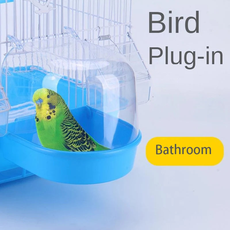 New Clear Bird Bath For Cage Parakeet Bird Cage Accessories Hanging Bird Bath Box Parrot Bird Bathing Tub With Clear View