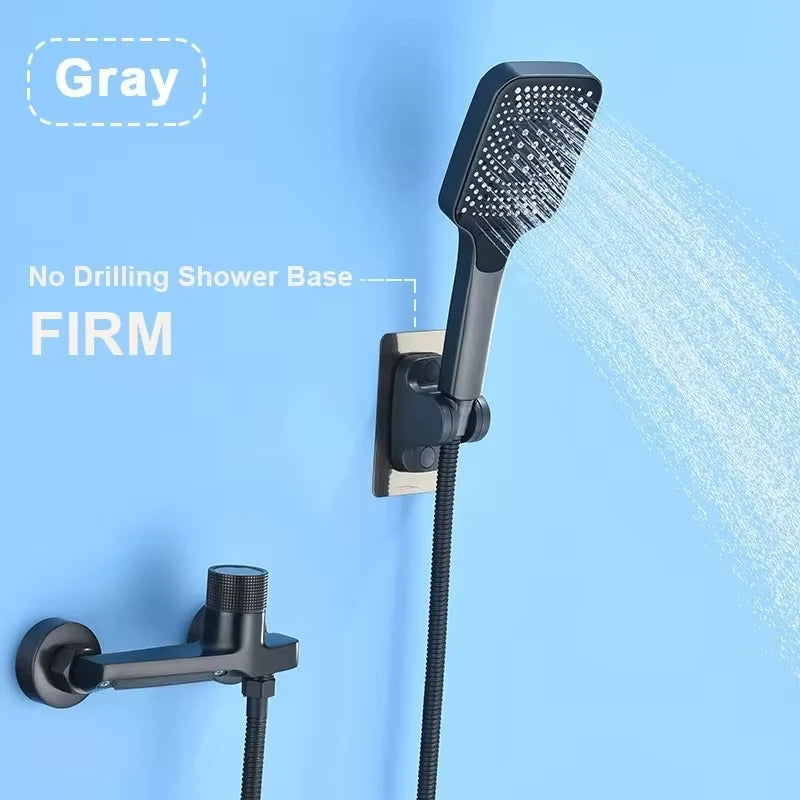 Gray Waterfall Bathtub Faucet With Hand Shower Brass Chrome Wall Mounted Bathroom Shower Mixer Tap Full Shower system Set