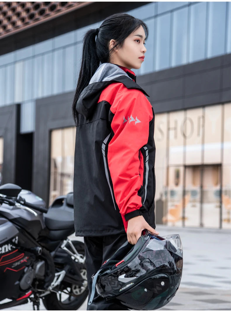 SULAITE Rain Suit Motorcycle Rain Gear Suit for Men & Women Jackets & Pants Reflective Waterproof Breathable Rainsuit