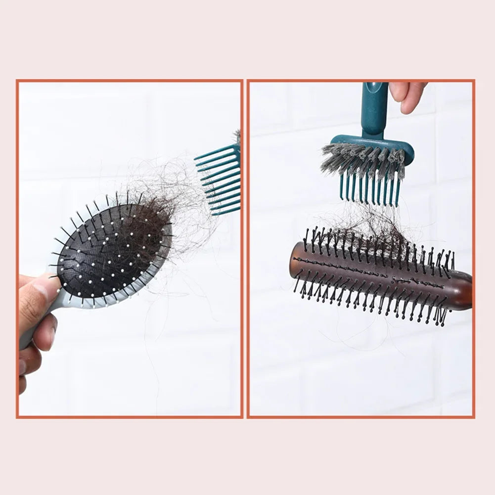 2In1 Hairbrush Comb Cleaning Brush Cleaner Rake Comb Embedded Tool Mini Hair Dirt Remover for Removing Hair Dust Home Salon Use