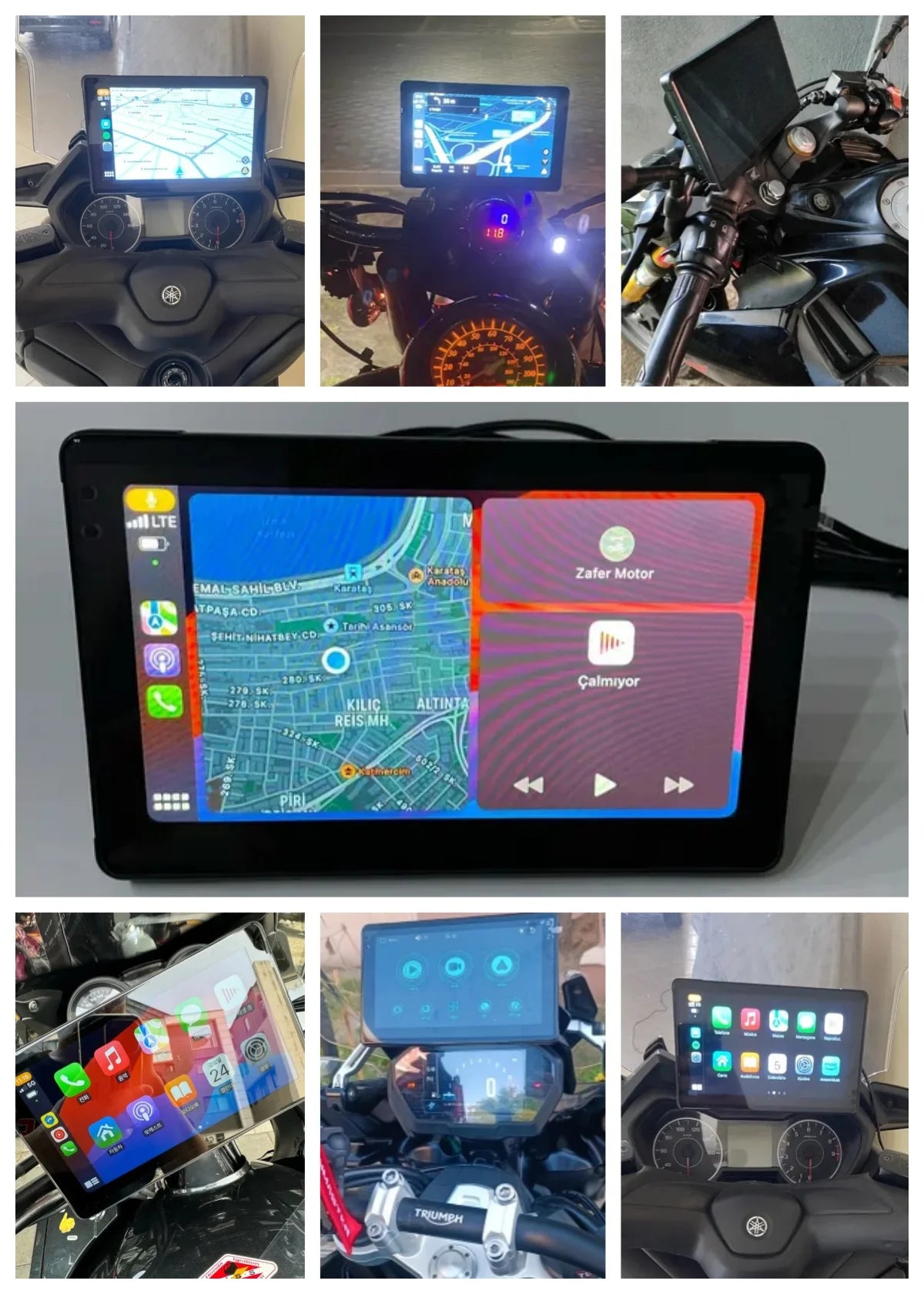 Srnubi 7 inch Portable Motorcycle DVR LCD Display GPS IPX7 Waterproof For Wireless Apple CarPlay Android Auto Airplay Monitor