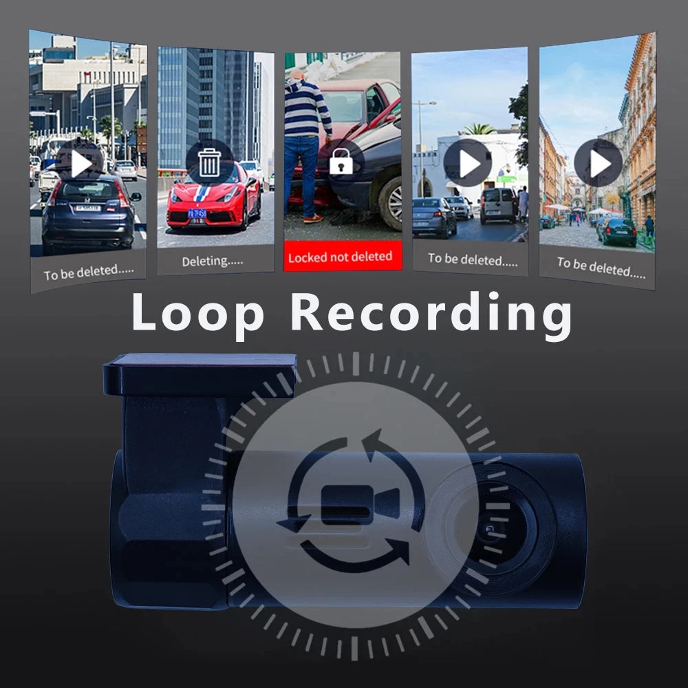 Mini HD 1080P USB power recorder APP control smart car Wifi DVR driving camera night vision video recorder 360 rotation