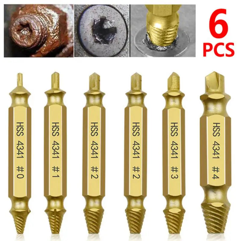 6pcs Damaged Screw Extractor Speed Out Drill Bits Tool Set Broken Bolt Remover Broken Screw Bolt Demolition Tools