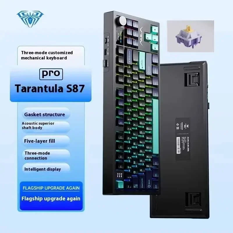 AULA S87Pro Gaming Mechanical Keyboard Wireless Bluetooth Keyboard Tri-mode RGB Hot Swappable Customized Games Accessories
