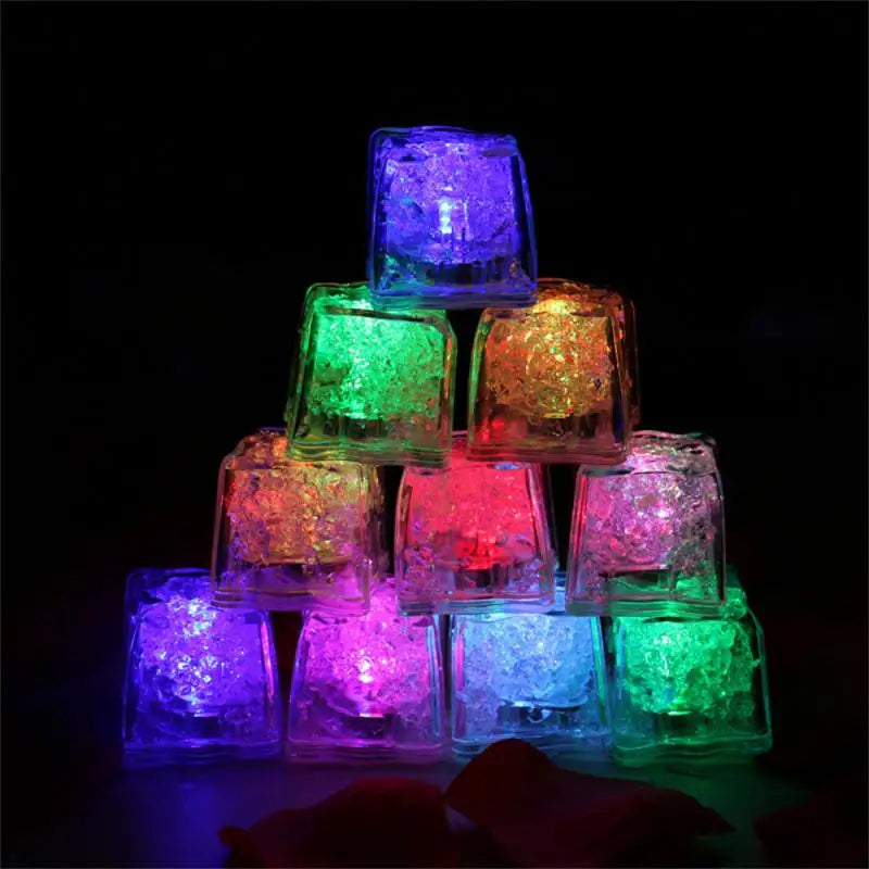 1PCS Colorful Ice Cubes Night Light Touch Sensor Liquid Induction Luminous Ice Cubes Universal Flashing LED Lights