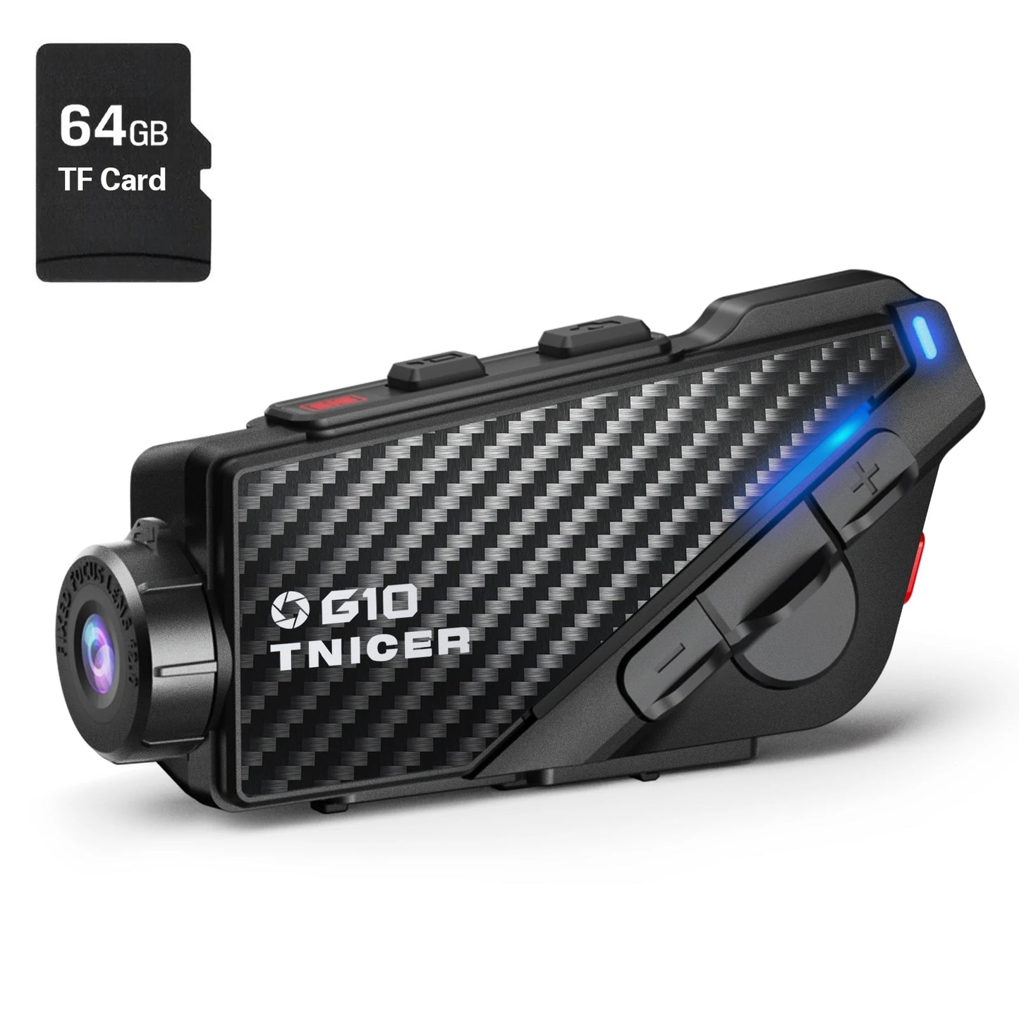 TNICER G10 Motorcycle Intercoms Helmet Bluetooth Headset for 8 Riders with 2K Wifi Video Recorder Camera, BT 5.2, Music Share,FM